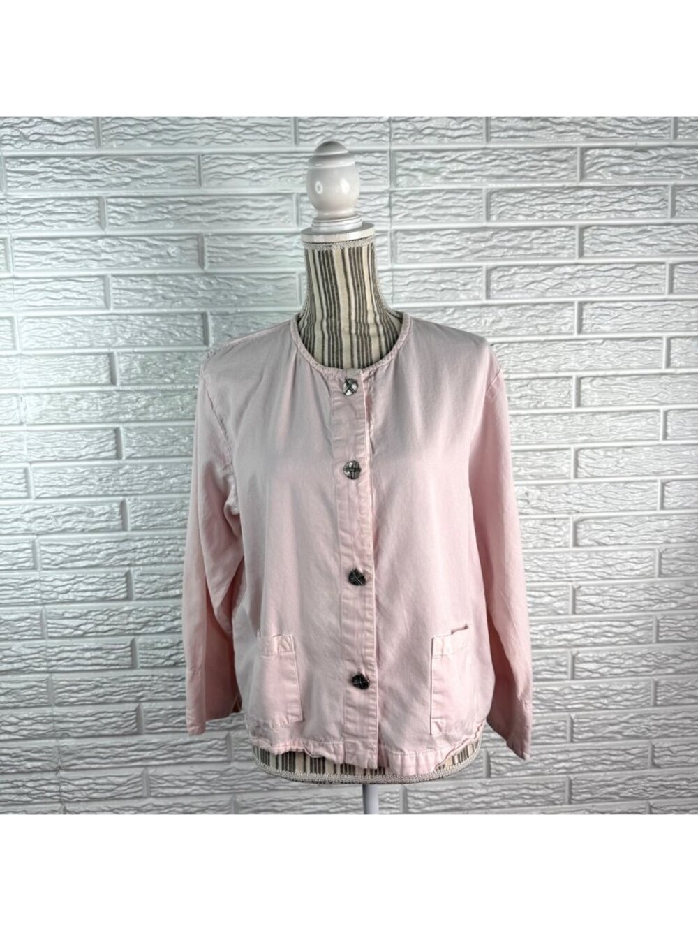 Vintage Nannette Keller Pale Pink Lightweight Collarless Top Size Large